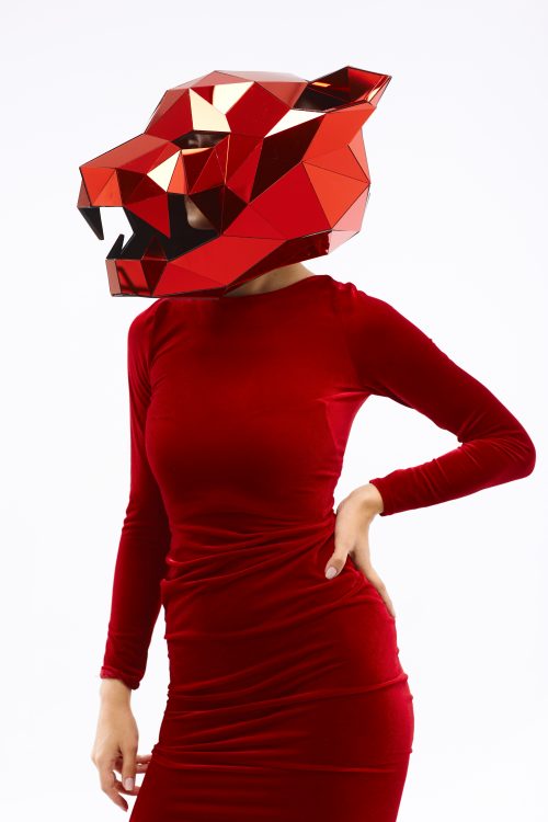 3D Red Panther Helmet