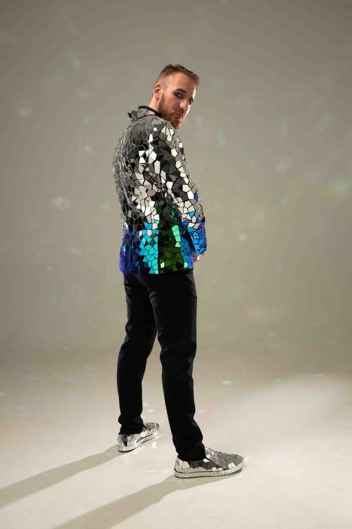 Glitter Jacket for Men Silver and Scarab color