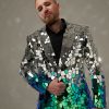 Mirror Jacket for Stage Two-Tone Sequin Jacket for Men