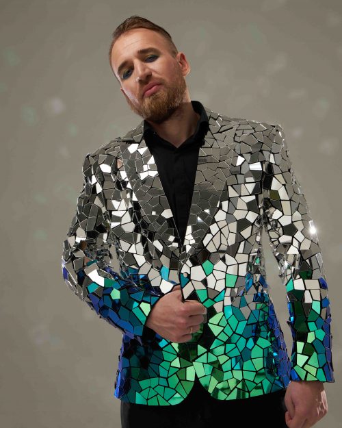 Mirror Jacket for Stage Two-Tone Sequin Jacket for Men