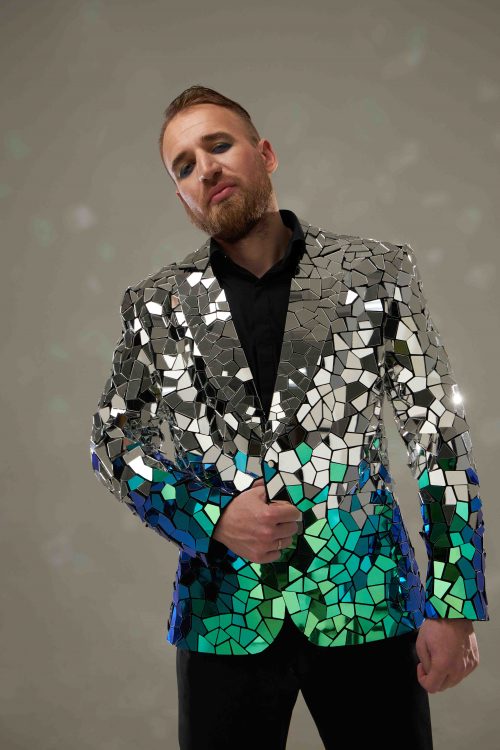 Mirror Jacket for Stage Two-Tone Sequin Jacket for Men