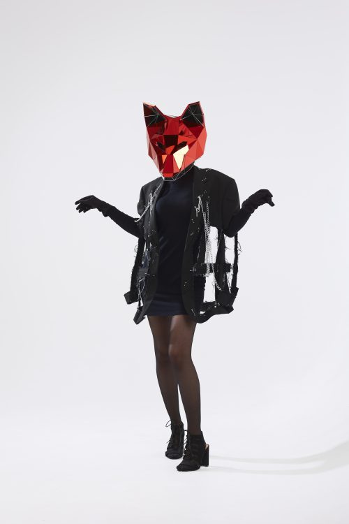 Red & Silver 3D Animal Fox Mask