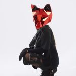 Red & Silver Mirror 3D Animal Fox Mask