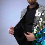 Silver and Scarab Blue Mirror Jacket for Men Stage Look