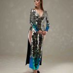 Silver and Scarab Mirror Slit Dress ETERESHOP