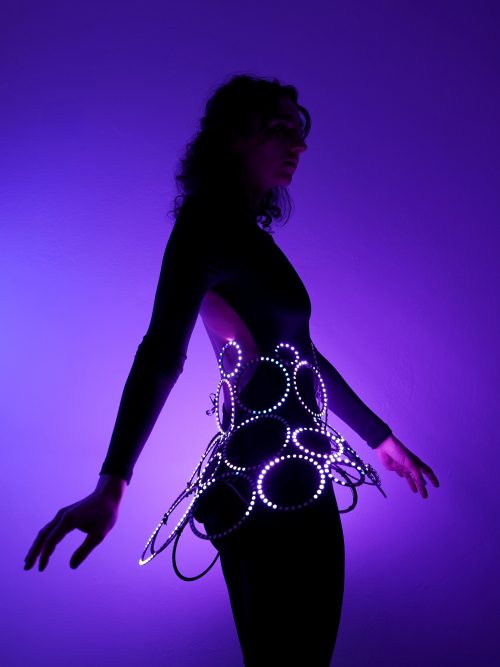 Smart LED Corset Made of Glowing Circles ETERESHOP Design